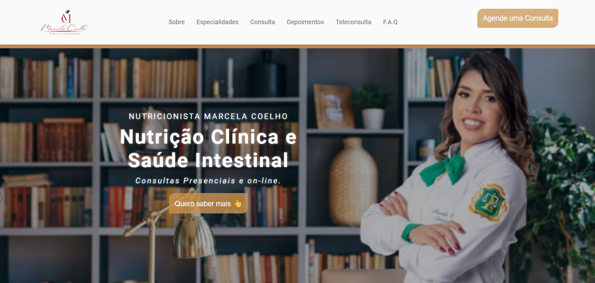 imagem do inicio do site da marcela